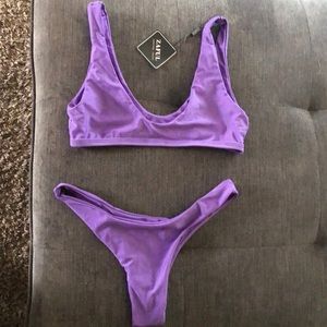 Purple thong bikini